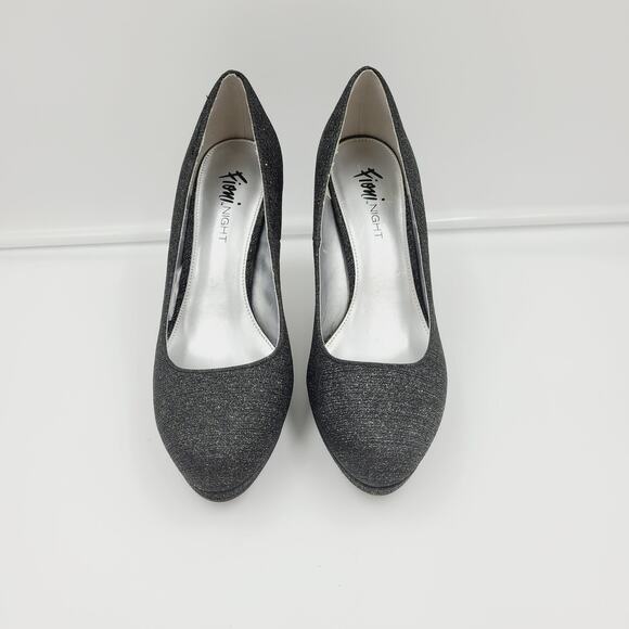 Fioni Night Stiletto High Heels Sparkle Platform Pumps Black, Size 8 PRE-OWNED - Picture 1 of 7